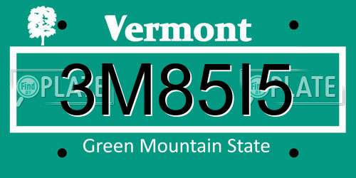 3M85I5 Vermont License Plate
