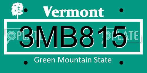 3MB815 Vermont License Plate