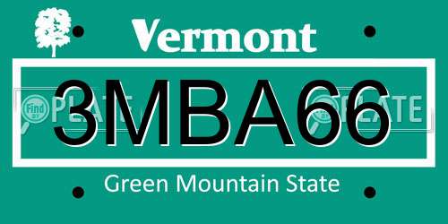 3MBA66 Vermont License Plate