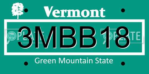 3MBB18 Vermont License Plate