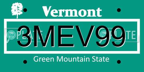 3MEV99 Vermont License Plate