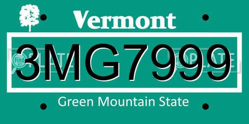 3MG7999 Vermont License Plate