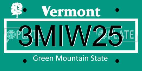 3MIW25 Vermont License Plate