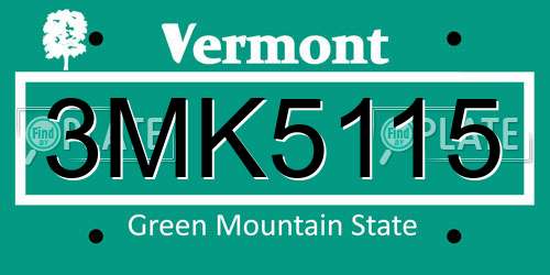 3MK5115 Vermont License Plate
