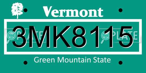 3MK8115 Vermont License Plate