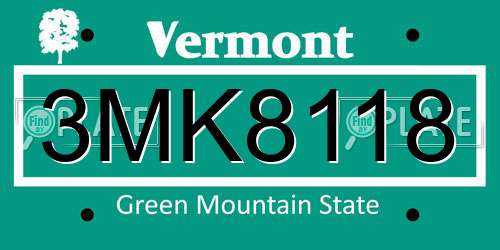 3MK8118 Vermont License Plate