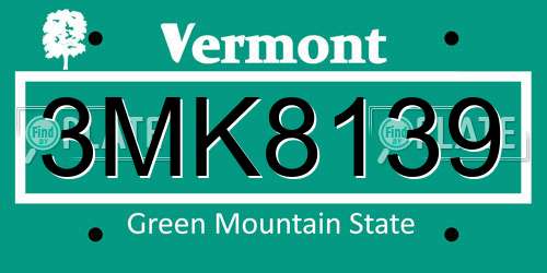3MK8139 Vermont License Plate