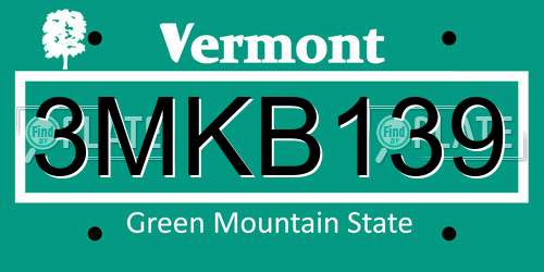 3MKB139 Vermont License Plate
