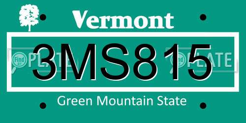 3MS815 Vermont License Plate