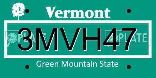 3MVH47 Vermont License Plate
