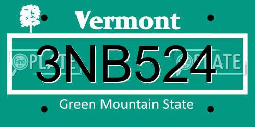 3NB524 Vermont License Plate
