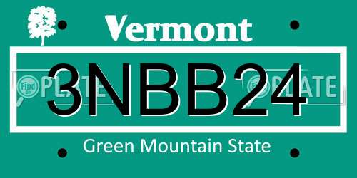 3NBB24 Vermont License Plate
