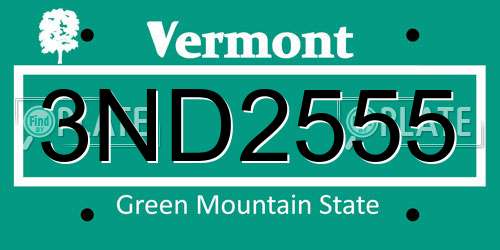 3ND2555 Vermont License Plate