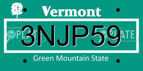 3NJP59 Vermont License Plate