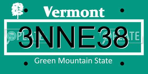 3NNE38 Vermont License Plate