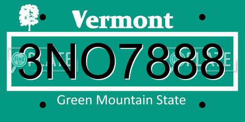 3NO7888 Vermont License Plate