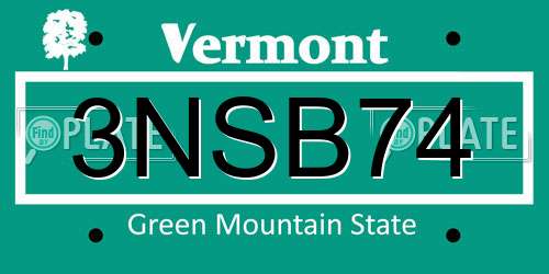 3NSB74 Vermont License Plate