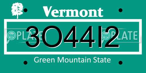 3O44I2 Vermont License Plate