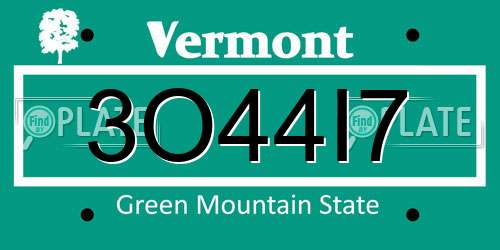 3O44I7 Vermont License Plate
