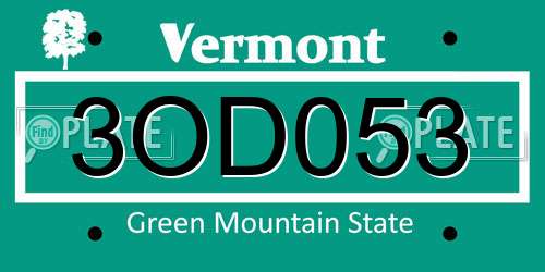 3OD053 Vermont License Plate