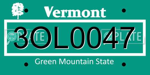 3OL0047 Vermont License Plate