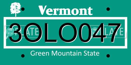 3OLO047 Vermont License Plate