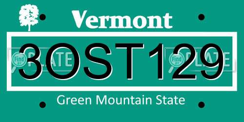 3OST129 Vermont License Plate