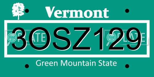 3OSZ129 Vermont License Plate