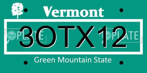 3OTX12 Vermont License Plate