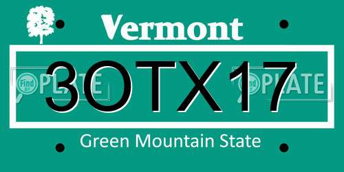 3OTX17 Vermont License Plate