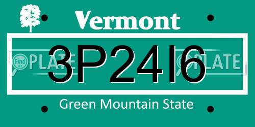 3P24I6 Vermont License Plate