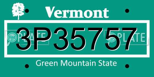 3P35757 Vermont License Plate