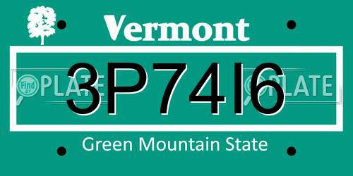 3P74I6 Vermont License Plate