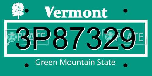 3P87329 Vermont License Plate