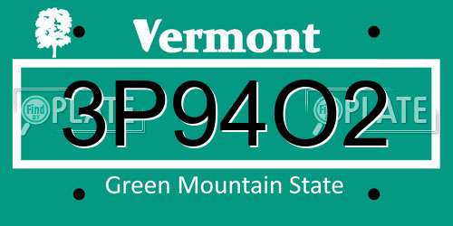3P94O2 Vermont License Plate