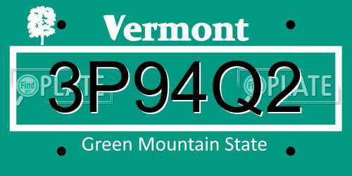 3P94Q2 Vermont License Plate