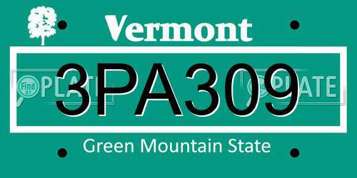 3PA309 Vermont License Plate