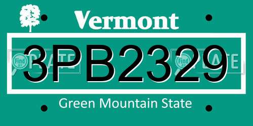 3PB2329 Vermont License Plate