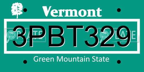 3PBT329 Vermont License Plate