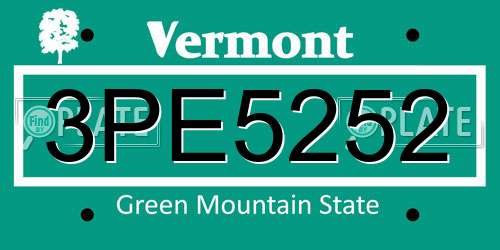 3PE5252 Vermont License Plate