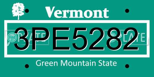 3PE5282 Vermont License Plate