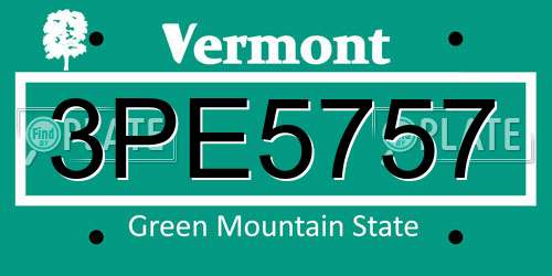 3PE5757 Vermont License Plate