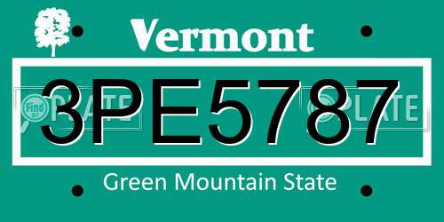 3PE5787 Vermont License Plate