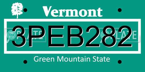 3PEB282 Vermont License Plate