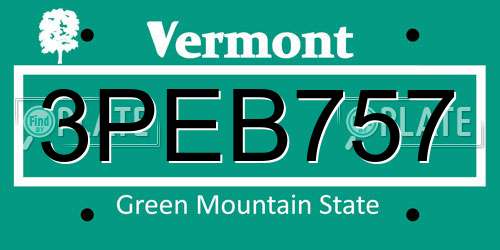 3PEB757 Vermont License Plate
