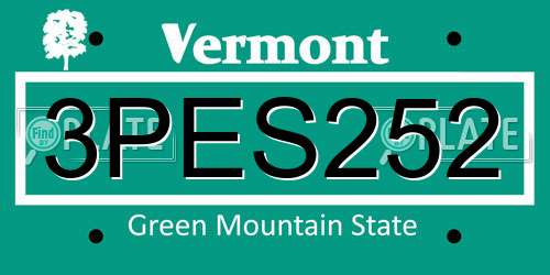3PES252 Vermont License Plate
