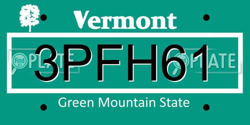 3PFH61 Vermont License Plate
