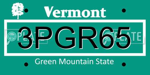 3PGR65 Vermont License Plate