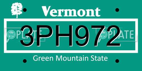 3PH972 Vermont License Plate