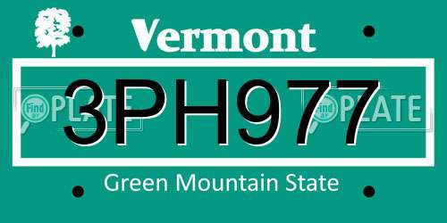 3PH977 Vermont License Plate